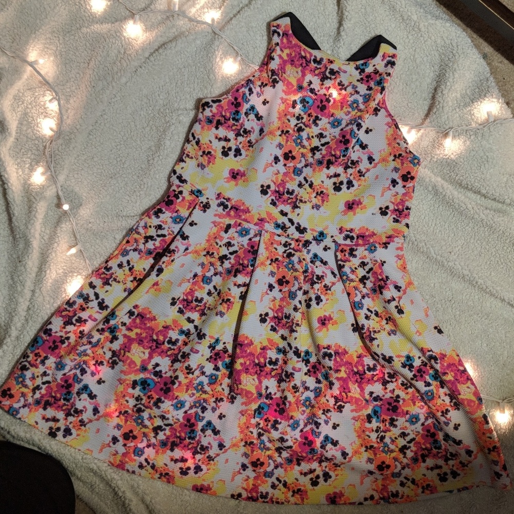 Vivid Floral Skater Dress